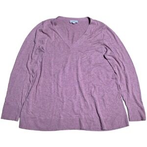 LOFT Outlet Pullover Sweater Women's Size L Pale Pink V-neck